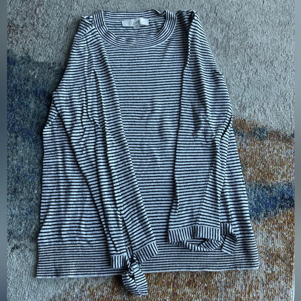 Black and white striped thin loft sweater.